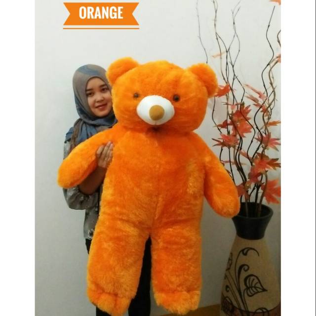 Jual Boneka bear super jumbo warna orange ukuran 100 cm (1meter) berat