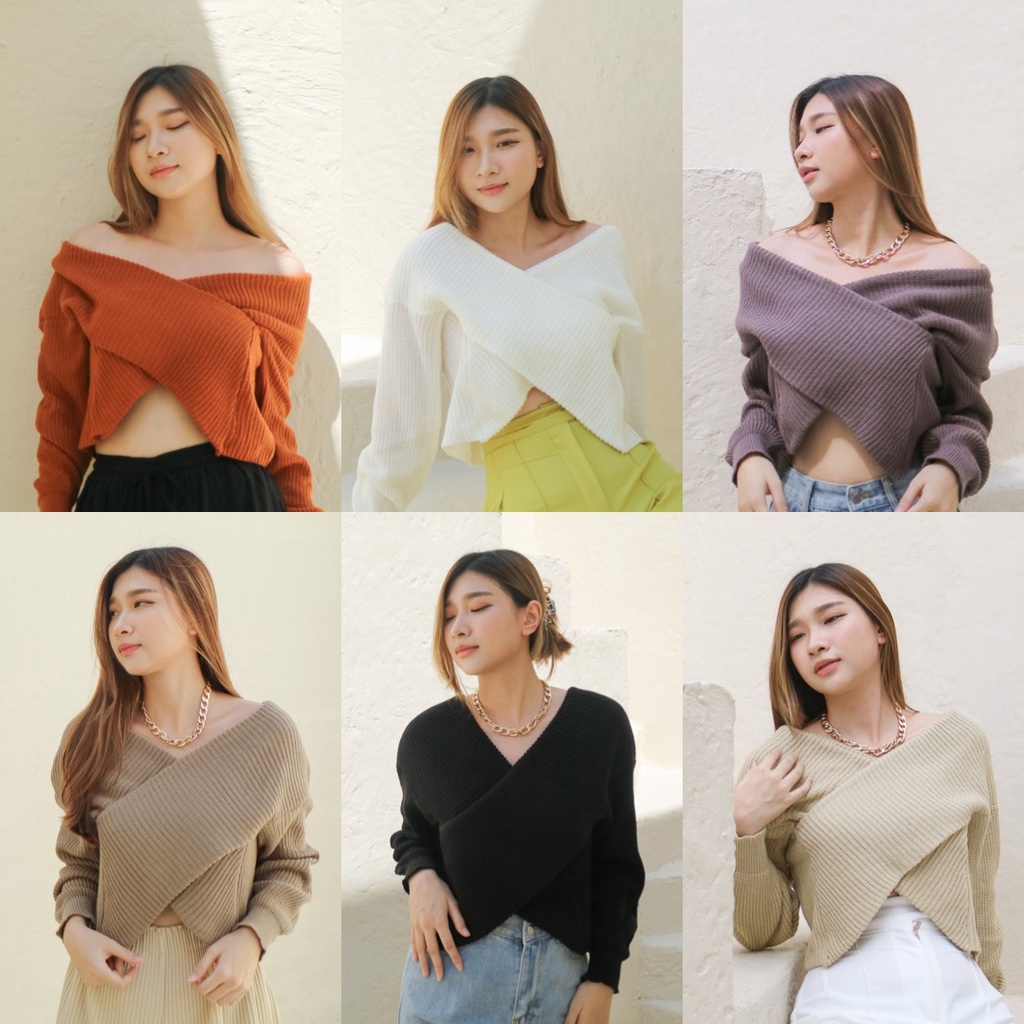Jual Nala Sweater Top Rajut Premium Off Shoulder Atasan Wanita Rajut ...