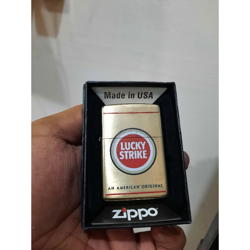 Jual zippo lucky strike gold brass suara nyaring kualitas terbaik ...