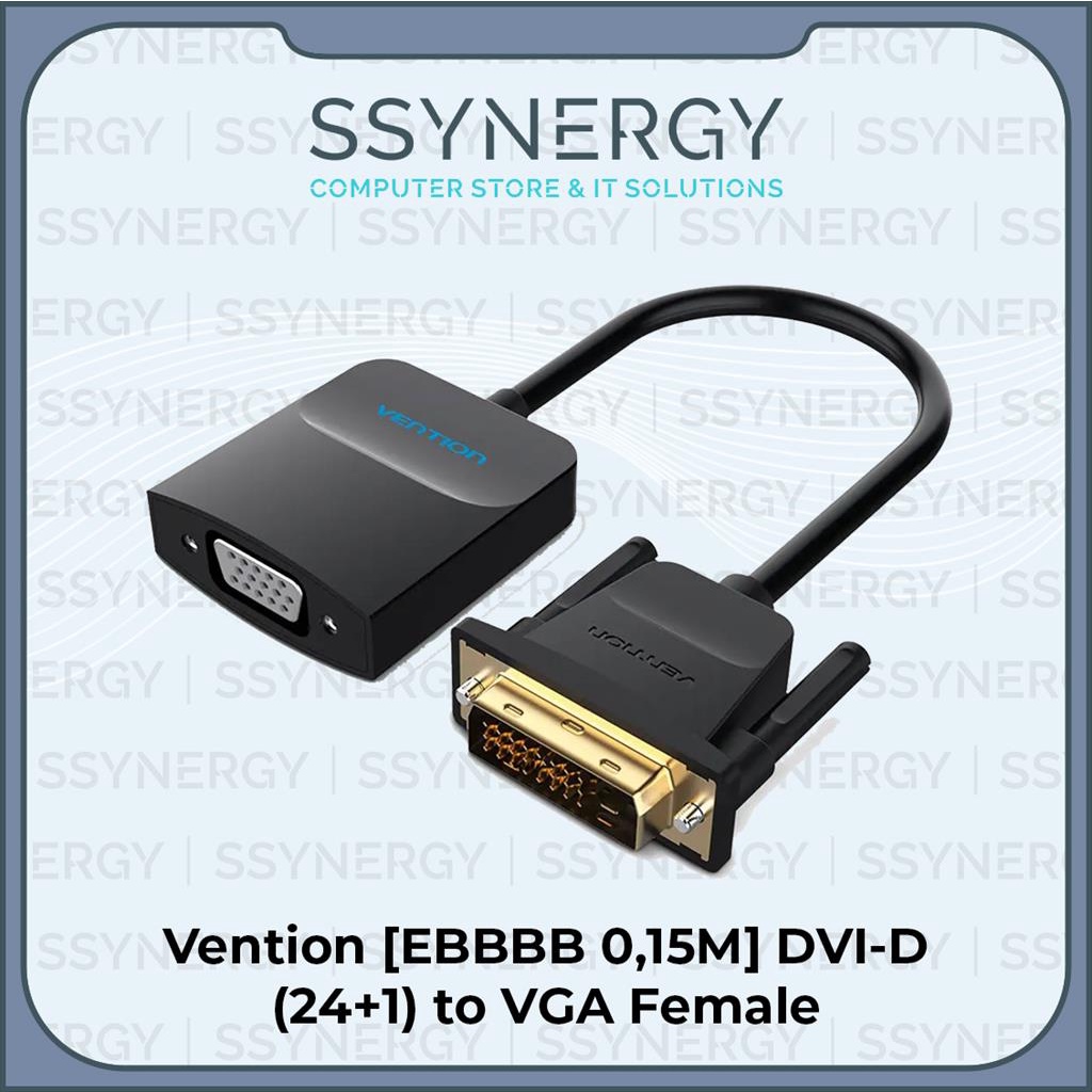 Jual Vention [EBBBB 0.15M] DVI-D (24+1) to VGA Female Black Metal Type ...