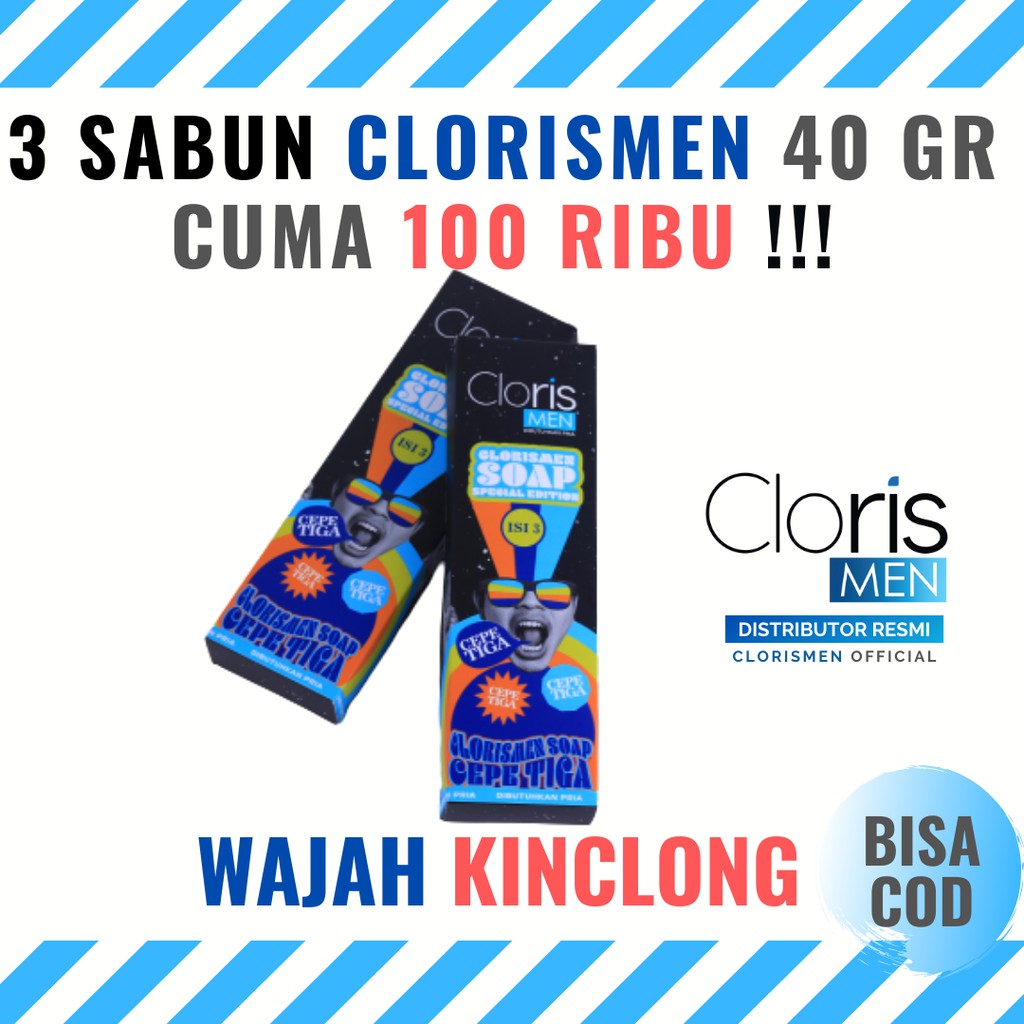 Jual [BISA COD] PAKET CLORIS MEN CEPE TIGA 3 SABUN WAJAH PRIA SOAP ...