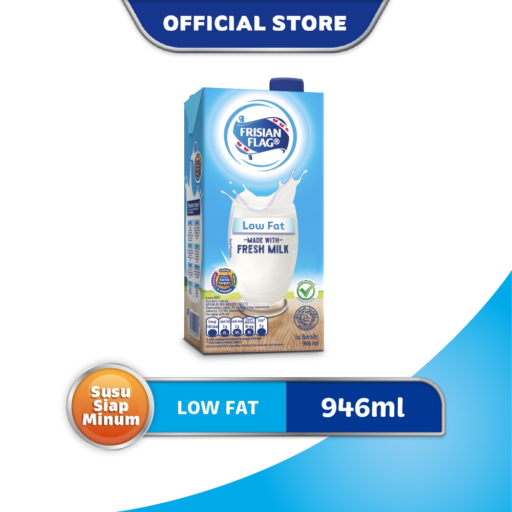 Jual Frisian Flag Susu UHT Low Fat 946 mL | Shopee Indonesia