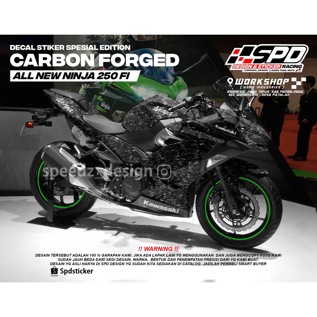 Jual decal stiker new ninja 250 fi CARBON FORGED LIMITED full body