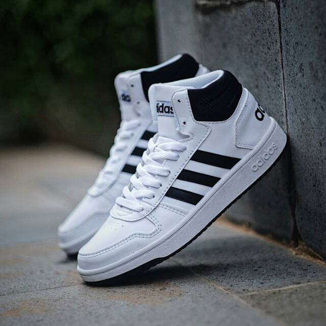 Jual ADIDAS NEO HOOPS 2.0 HIGH White Strip Black Black Strip White ORIGINAL Shopee Indonesia