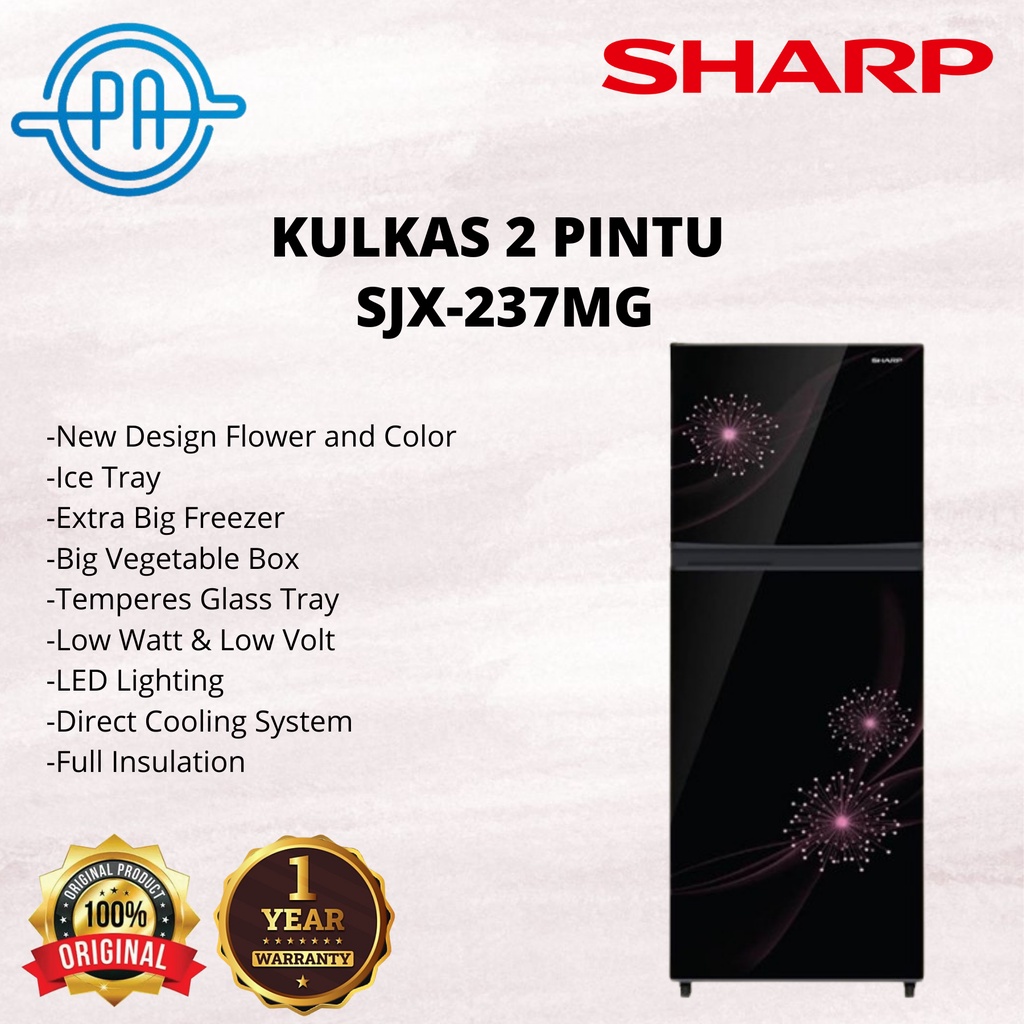 Jual KULKAS SHARP LEMARI ES 2 PINTU SHARP SJ237MG SJX237 SJN237 SJ 237 ...