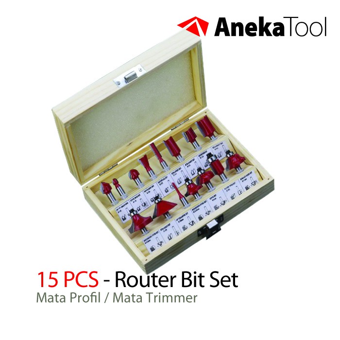 Jual AnekaTool Mesin Router Bit Set 15 Pieces | Shopee Indonesia