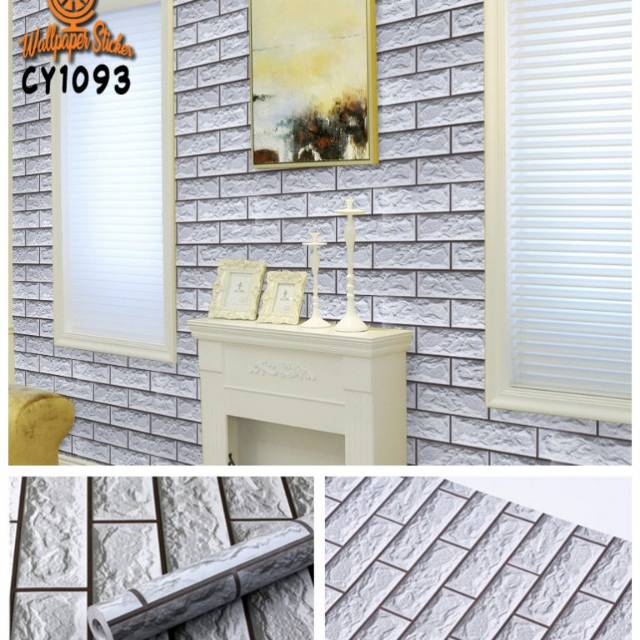 Jual Wallpaper sticker dinding motif bata 3D ukuran 5Meter x 45cm ...