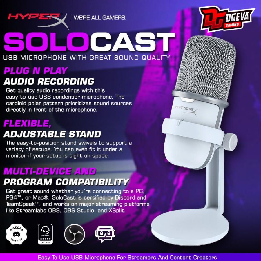 Jual HyperX Solocast White Edition USB Condenser Gaming Microphone ...