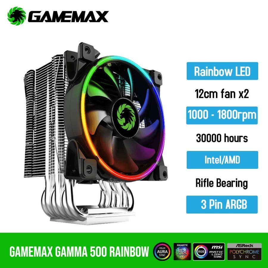 Jual Gamemax CPU Cooler Gamma 500 Rainbow ARGBFan Processor Shopee