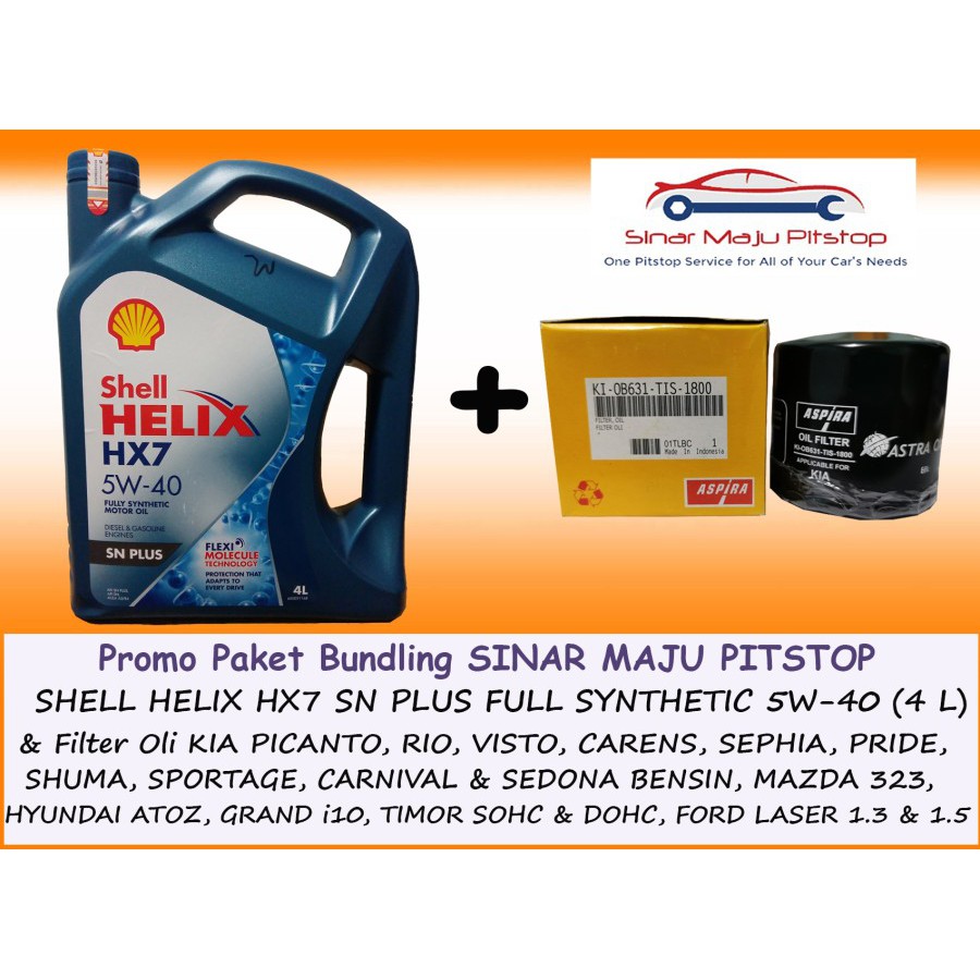 Jual Paket Bundling SHELL HELIX HX7 5W-40 & Filter KIA PICANTO & CARENS ...