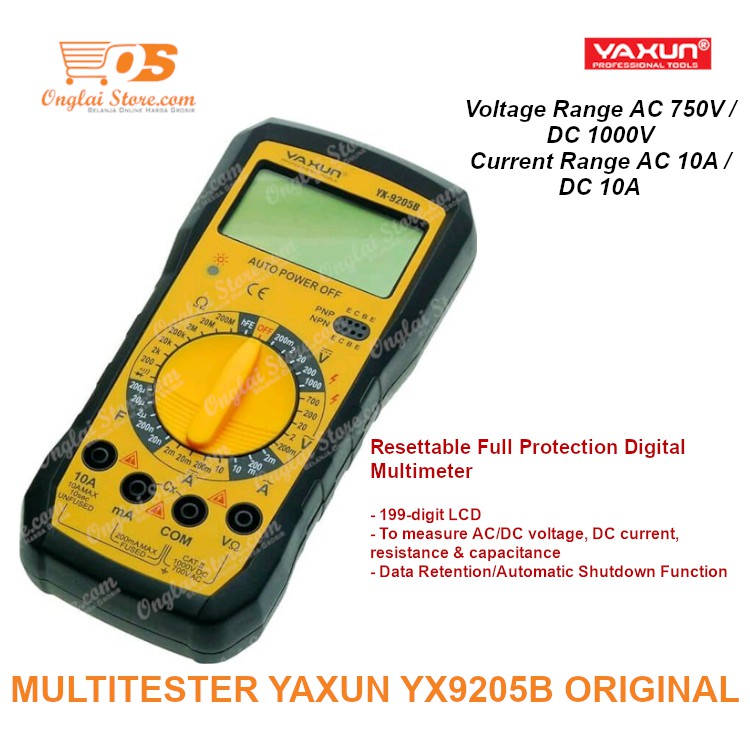 Jual AVOMETER MULTIMETER DIGITAL MULTITESTER YAXUN YX9205B ORIGINAL