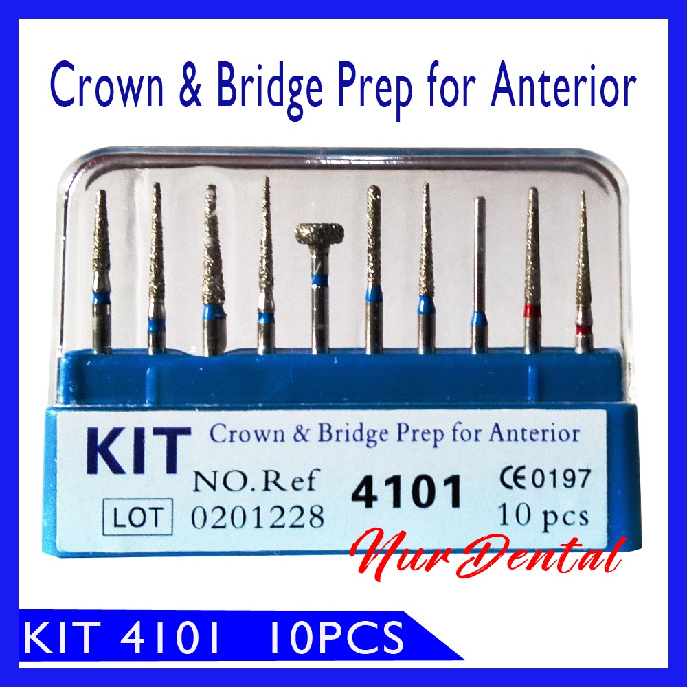 Jual Bur Set Crown dan Bridge Preparasi for anterior fissure wheel flame veneer kit 4101