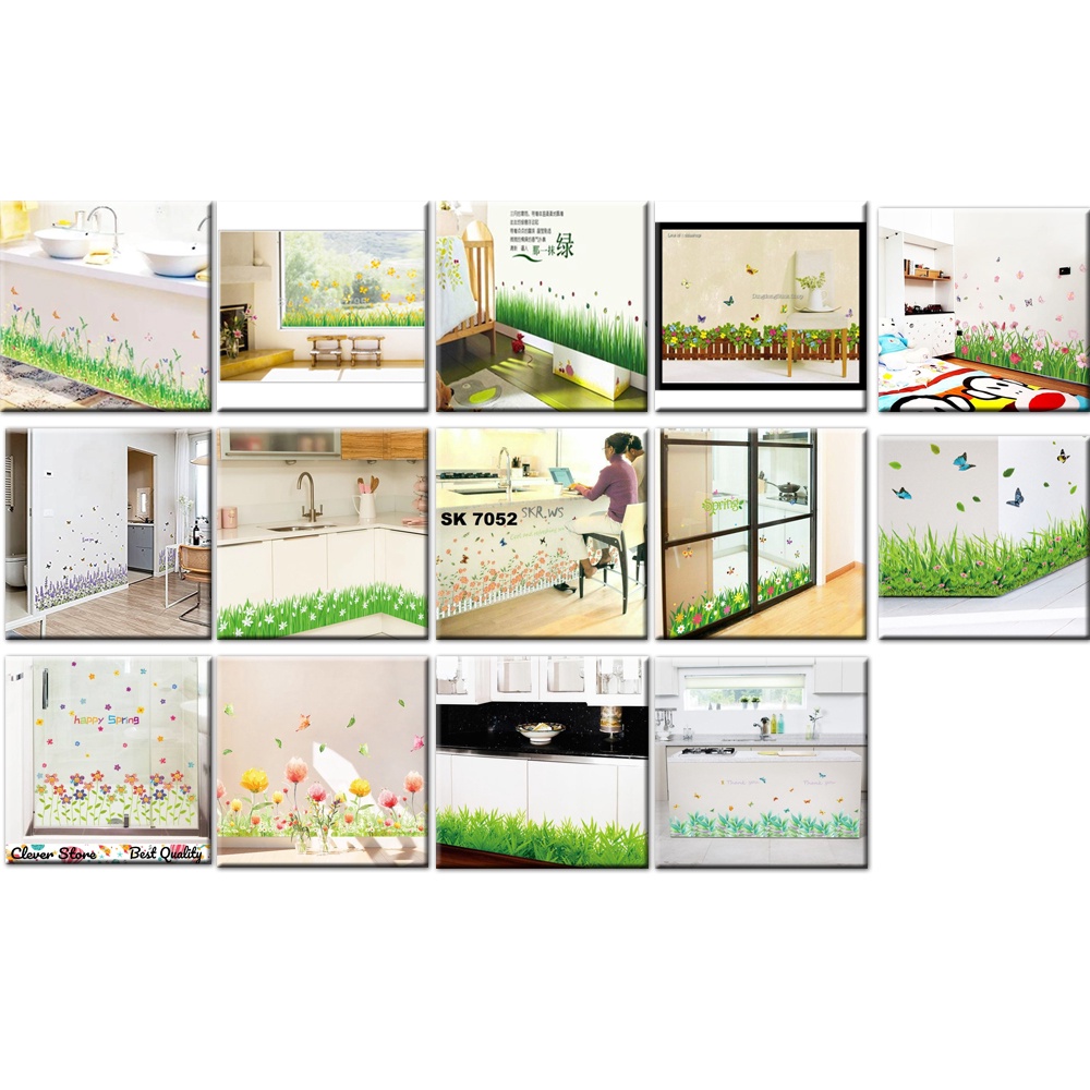 Jual SAMHEZ 1 WALL STICKER PAGAR RUMPUT HIJAU GANTUNG MENJUNTAI KEMBANG ...