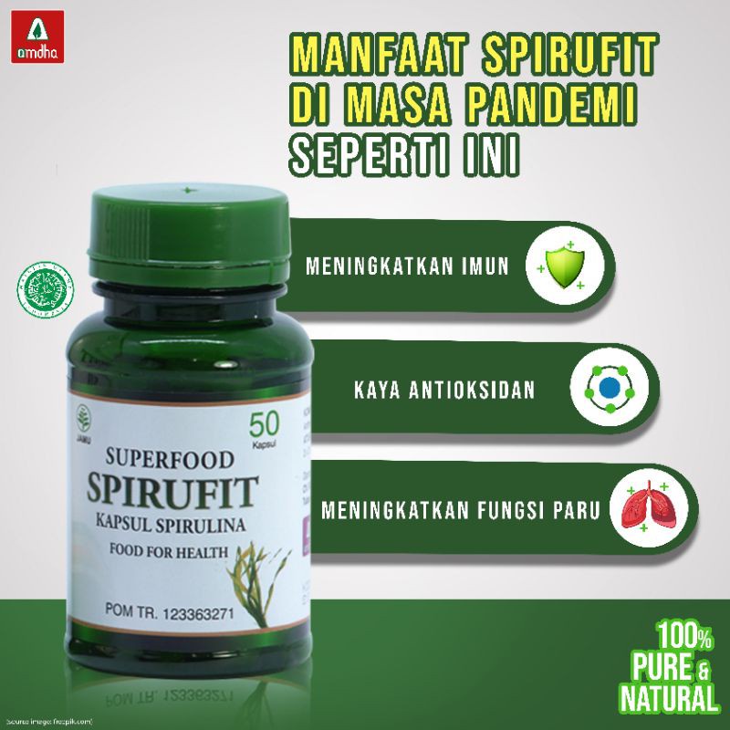 Jual Superfood Spirufit Plus Spirulina 50 KApsul Kapsul Spirulina