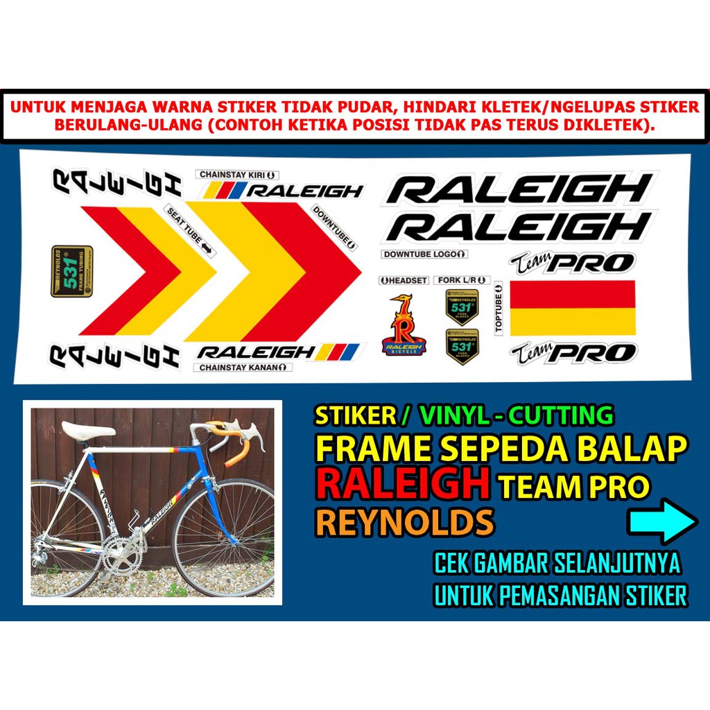 Jual Stiker Set Cutting Raleigh Team Pro Reynolds Tubing Frame Balap Jadul Model Soket