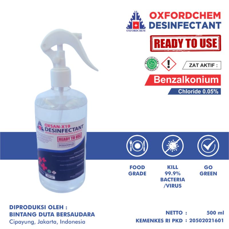 Jual Disinfectan spray gun 500ml / Disinfektan semprot Oxfordchem ...