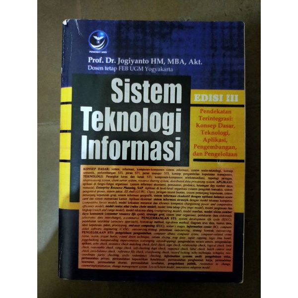 Jual Sistem Teknologi Informasi Edisi 3 Jogiyanto HM Penerbit Andi
