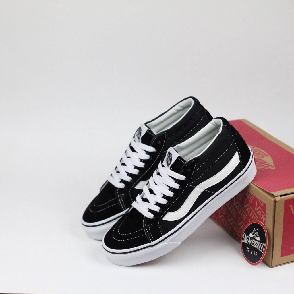 Sepatu VANS Sk8 Mid Reissue Black White Hitam Putih