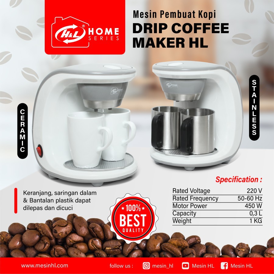 Jual Mesin Kopi Listrik Drip Coffee Maker H&L | Shopee Indonesia