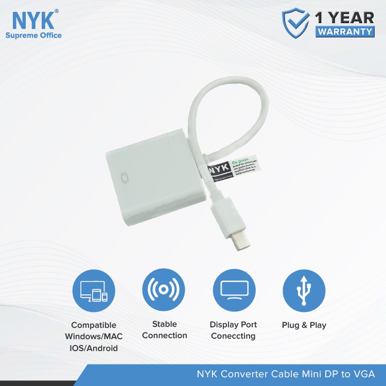 NYK Converter Cable Mini DP to VGA COD (3)