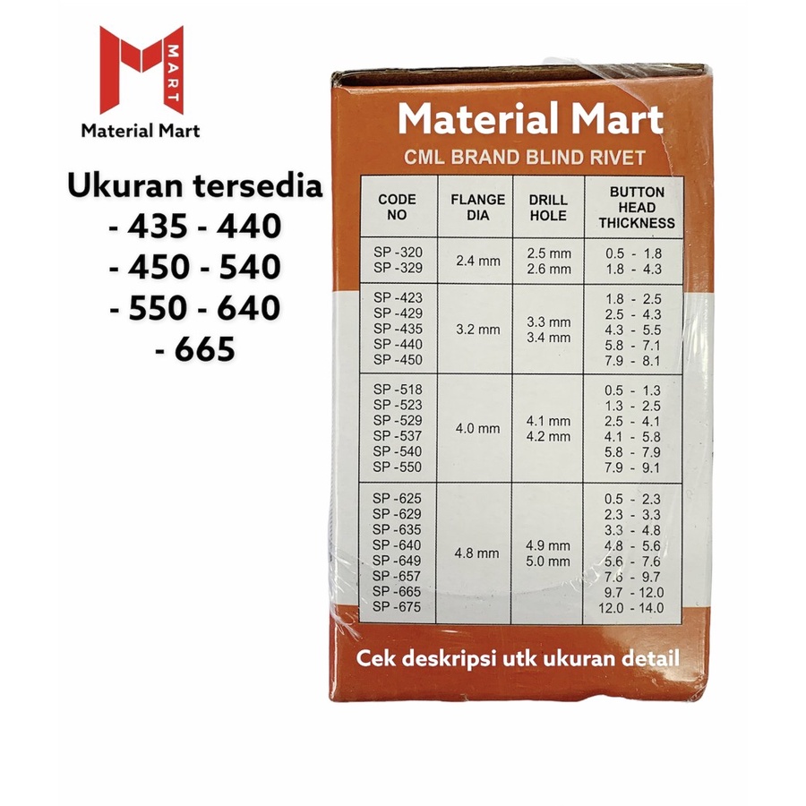 Jual Paku Rivet 435 | Paku Rifet 440 | 450 | 540 | 550 | 665 | 640 ...