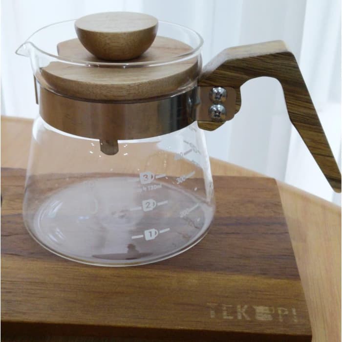 Hario Glass Coffee Server, 400ml, Olive Wood