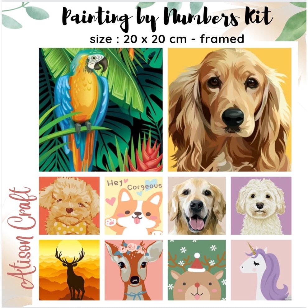 Jual mini paint by number kit ready jakarta painting by numbers 20x20