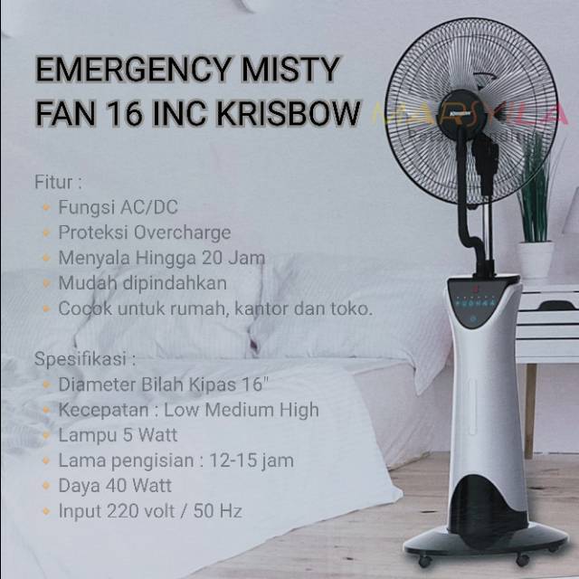 Jual Kipas Angin Air Uap Misty Fan Recharge Kipas Inc Krisbow