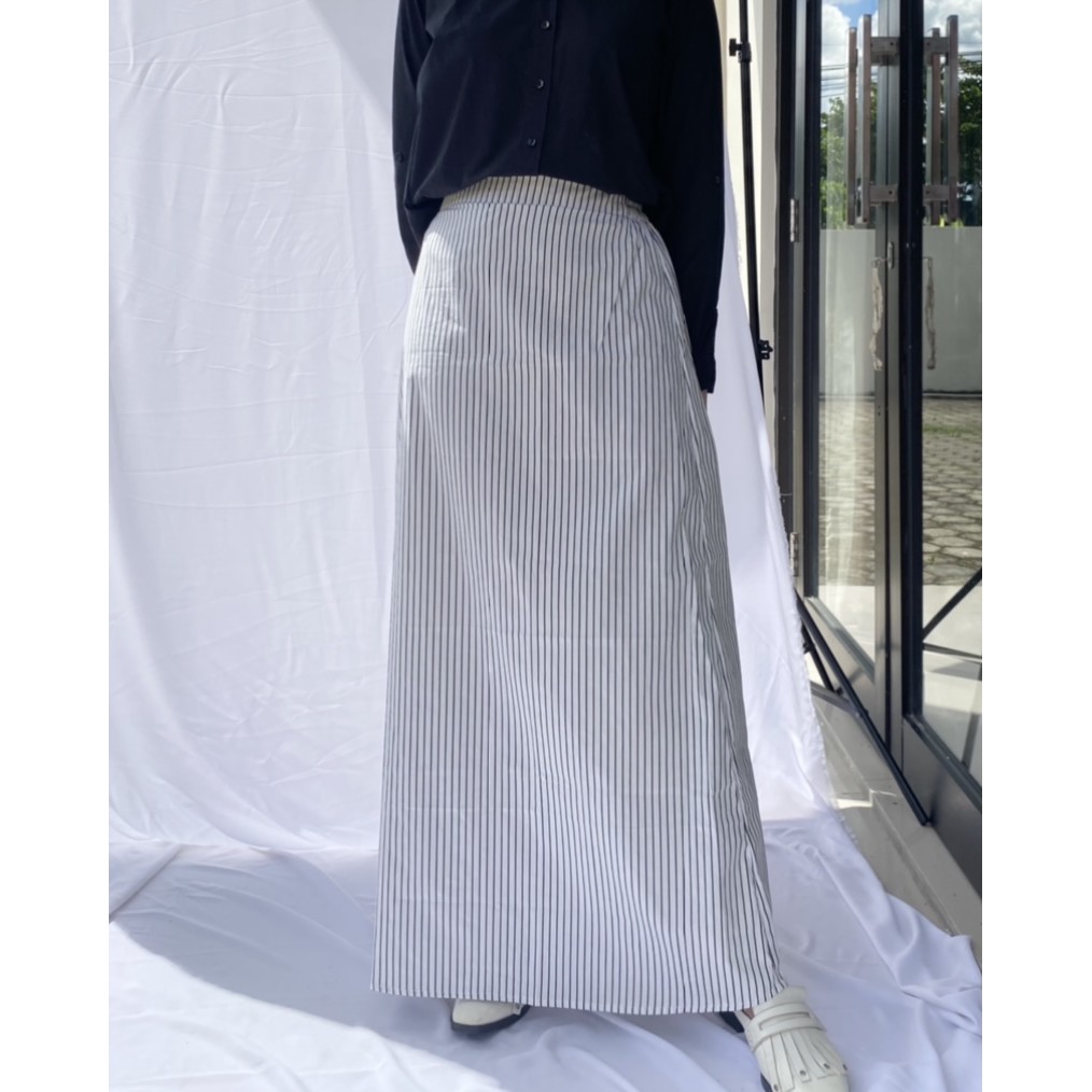 Jual Stripes Pattern Skirt | Rok motif garis | Rok panjang premium ...