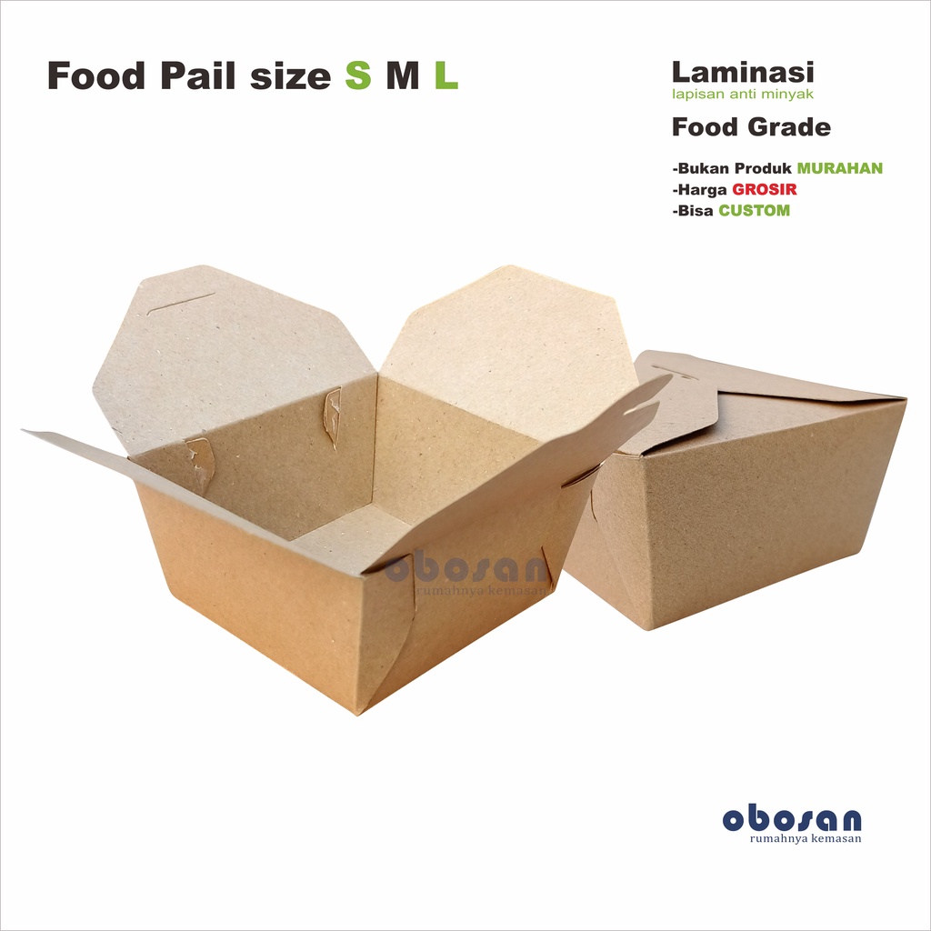 Jual Food Pail Size S M L Paper Lunch Box Laminasi Tebal Nasi Box Ayam