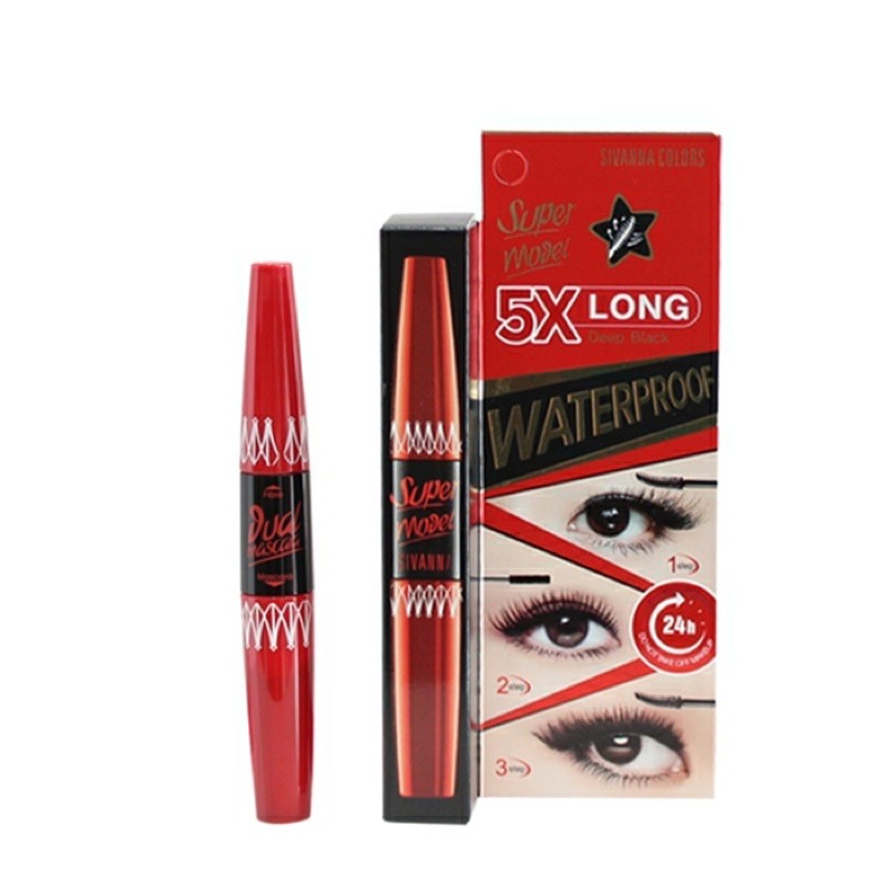 Jual SIVANNA COLORS 5X LONG SUPER MODEL MASCARA DUAL MASKARA FIBER