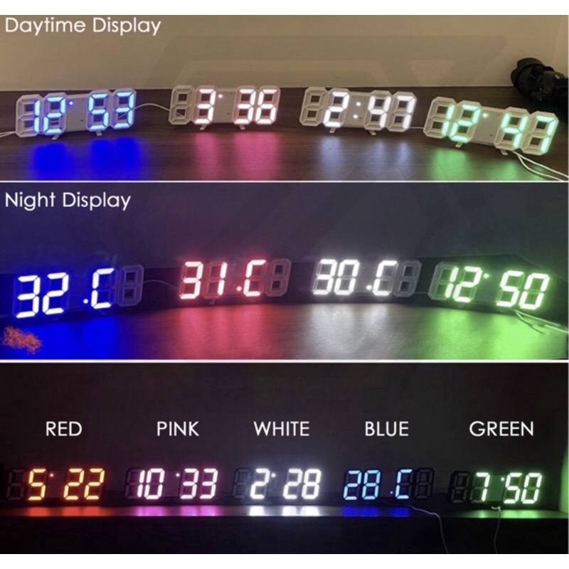 Jual JAM DINDING DIGITAL LED/JAM MEJA-ALARM-SUHU/JAM 3D BESAR MODERN ...