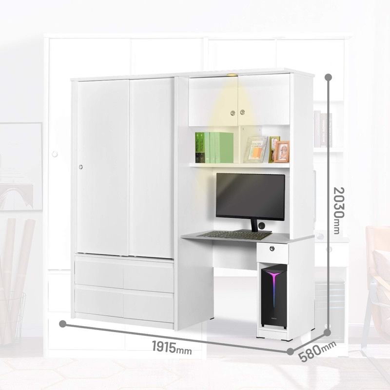 Jual Offo Living Lemari Pakaian Sliding Dengan Meja Kerja Meja