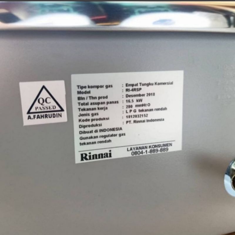Jual Kompor Gas Komersil Rinnai 4 Tungku RI4RSPN / RI 4RSPN / RI 4 RSPN ...