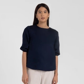 M231 Kemeja Wanita Baloon Top Pendek Navy 2452D
