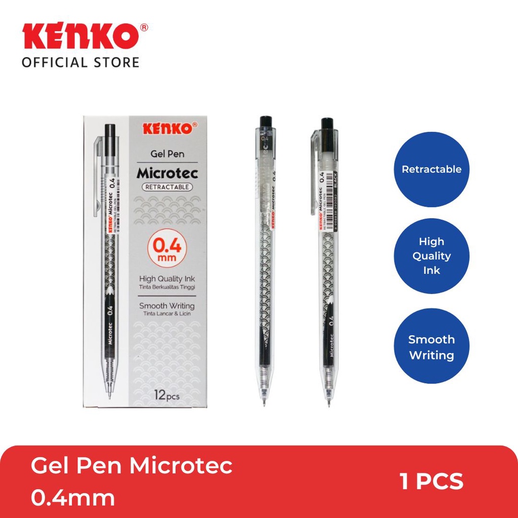 KENKO GEL PEN / Pulpen Jel / Pen Jel Cetek MICROTEC 0.4MM