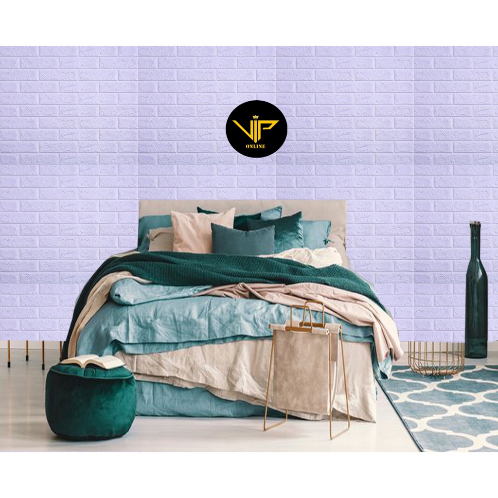 Jual VIP Wallpaper Foam Bata Warna Ungu Muda Premium Wallpaper Sticker ...
