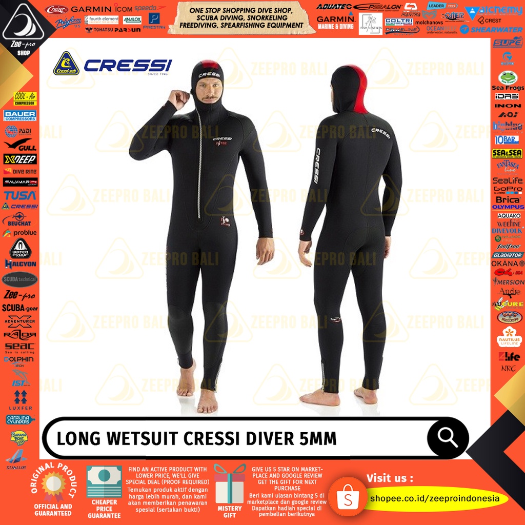 Jual Long Wetsuit Cressi Diver 5mm Scuba Diving Suit Baju Selam Dive
