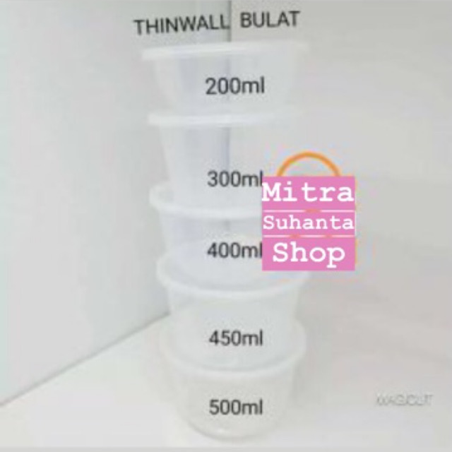 Jual Thinwall Bulat 200ml 300ml 400ml 450ml 650ml Tempat Makan Isi