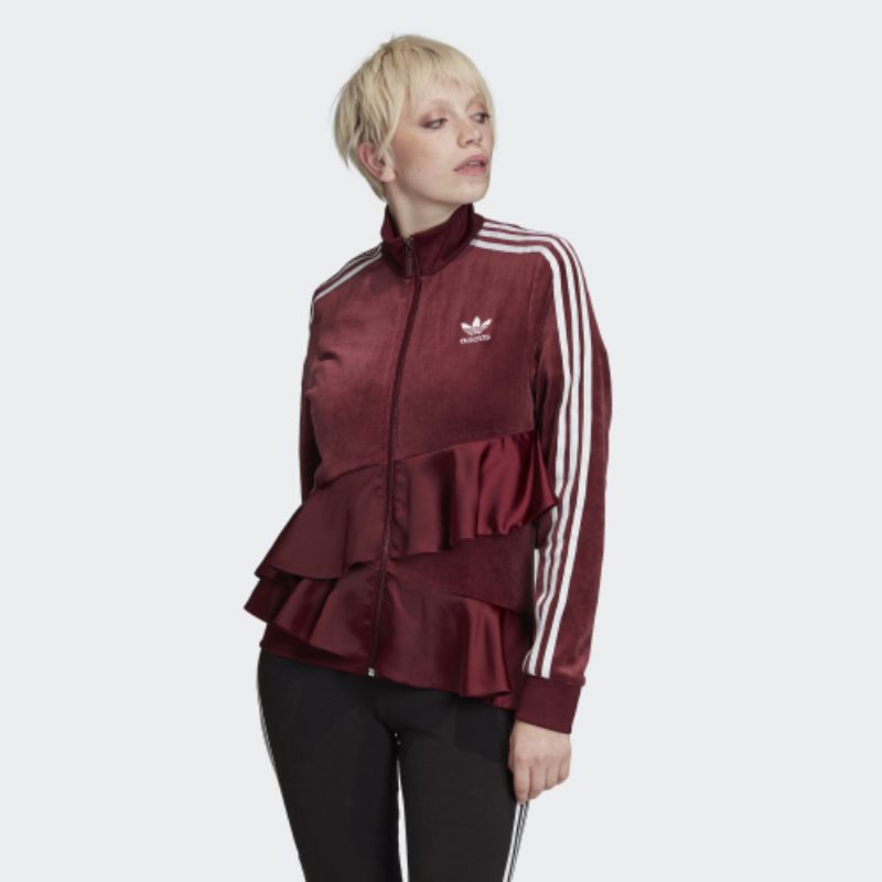 Maroon adidas store track jacket women's