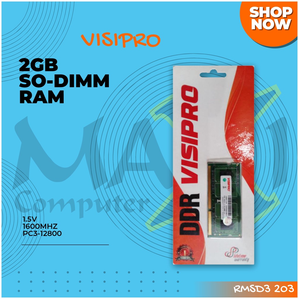 Jual Visipro 2GB PC3-12800 DDR3 1600Mhz Sodimm Memory RAM | Shopee ...