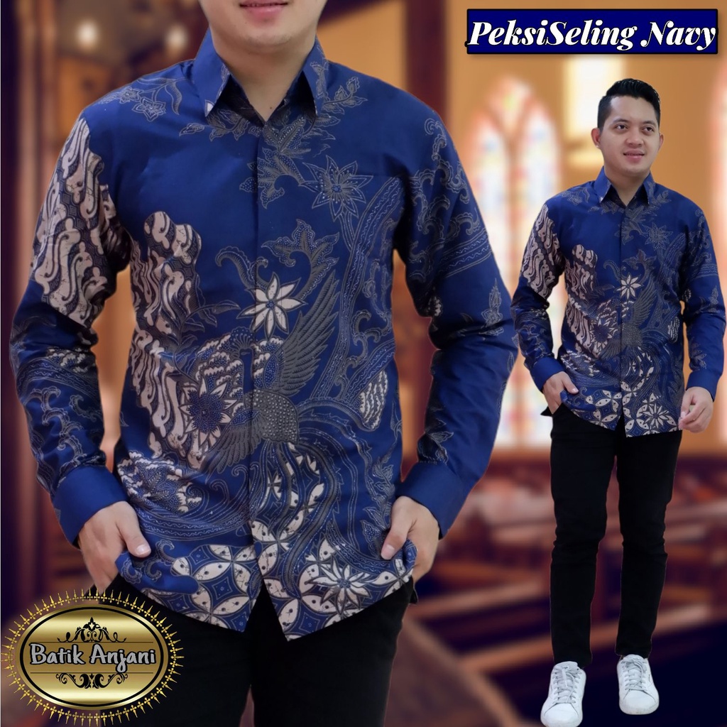 Jual Baju Kemeja Batik Pria Solo Premium Modern Lengan Panjang PEKSI