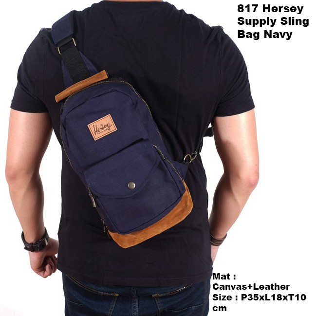 Jual Tas Sling Bag Pria Navy Blue Tas Pria Slingbag Navy Hersey