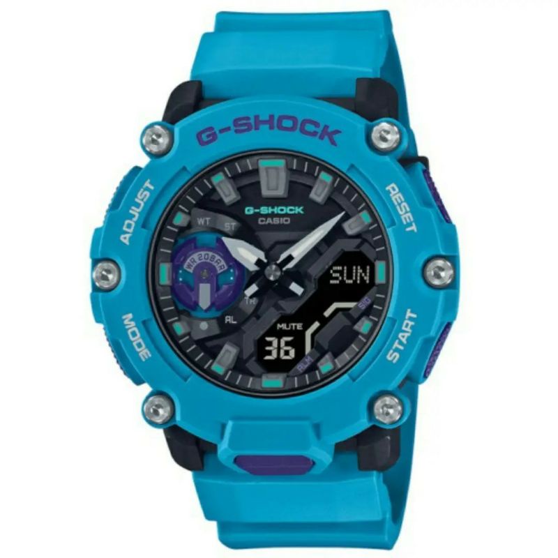 jam tangan casio gshock original ga-2200-2adr biru jam tangan pria gshock  original dual time garansi resmi tahun