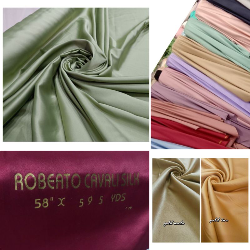 Jual kain satin Roberto kavali/satin Roberto cavalisilk/premium ...