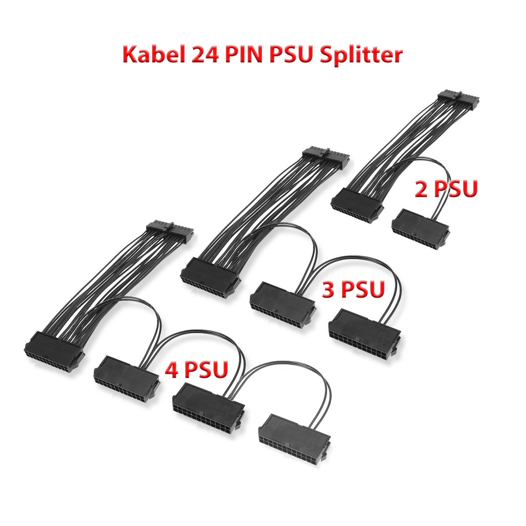 Jual Kabel 24 Pin Split Dual PSU Power Supply Extension Cable 24Pin 20