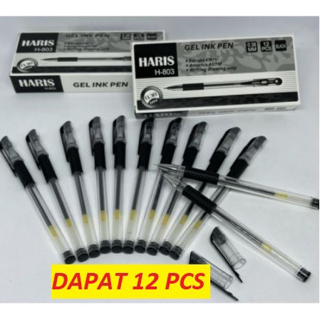 Jual (12pcs) Pulpen - Pen - Pena - Bolpoin - Bolpen Gel Lancip Hitam