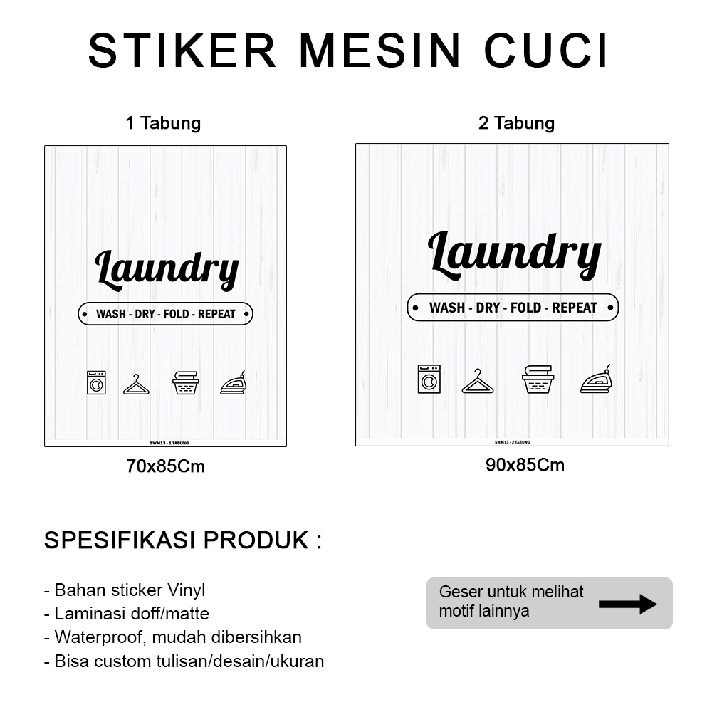 Jual Stiker Sticker Mesin Cuci 1 dan 2 Tabung Minimalis Monokrom ...