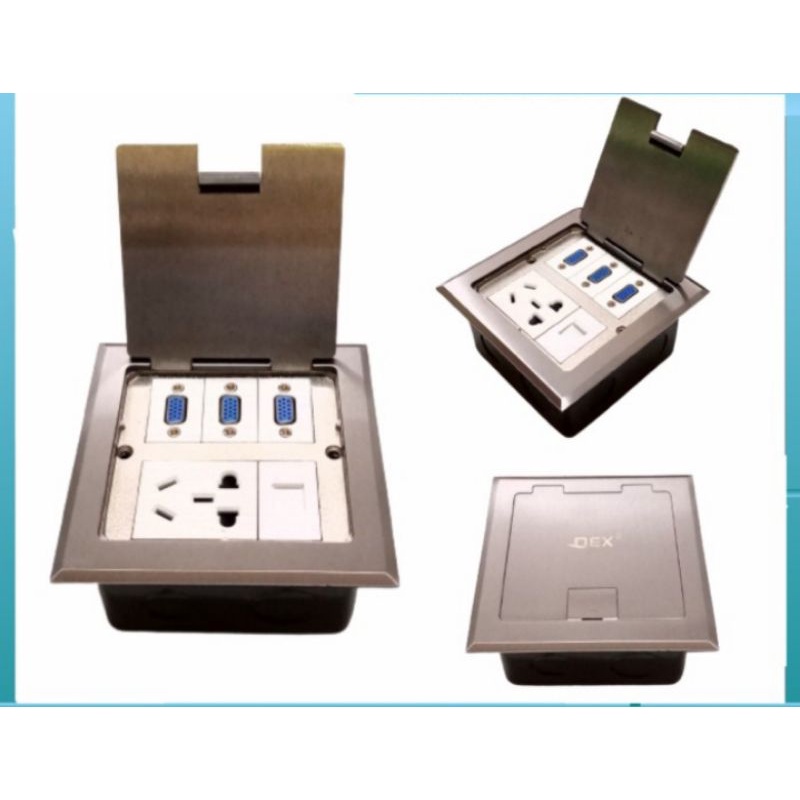 Jual BOX FLOOR SOCKET LANTAI/MEJA COLOKAN LISTRIK UNIVERSAL+3 VGA F+RJ ...