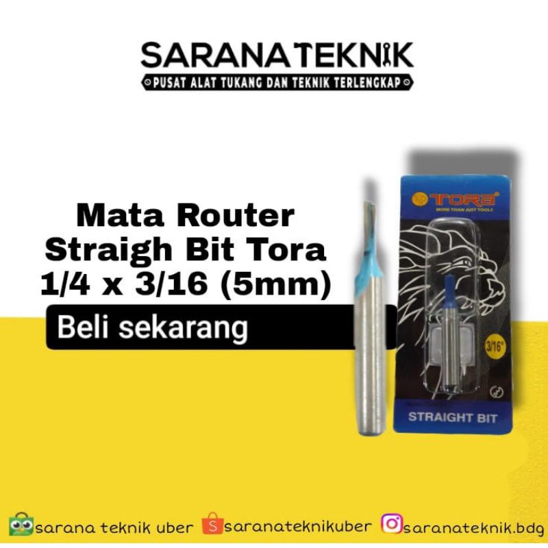 Jual Mata router straight bit tora 1/4 x 3/16 (5mm)/ mata router 5mm ...